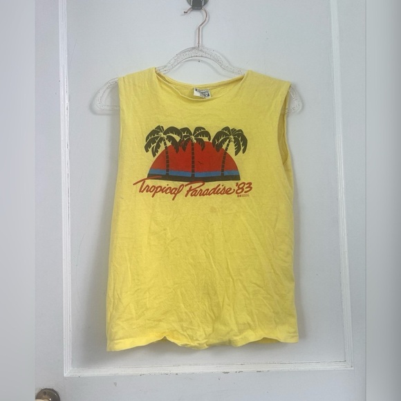 Vintage Hanes  Unisex Tropical Paradise 83” Hewlett Packard Tank Size S - Picture 1 of 3